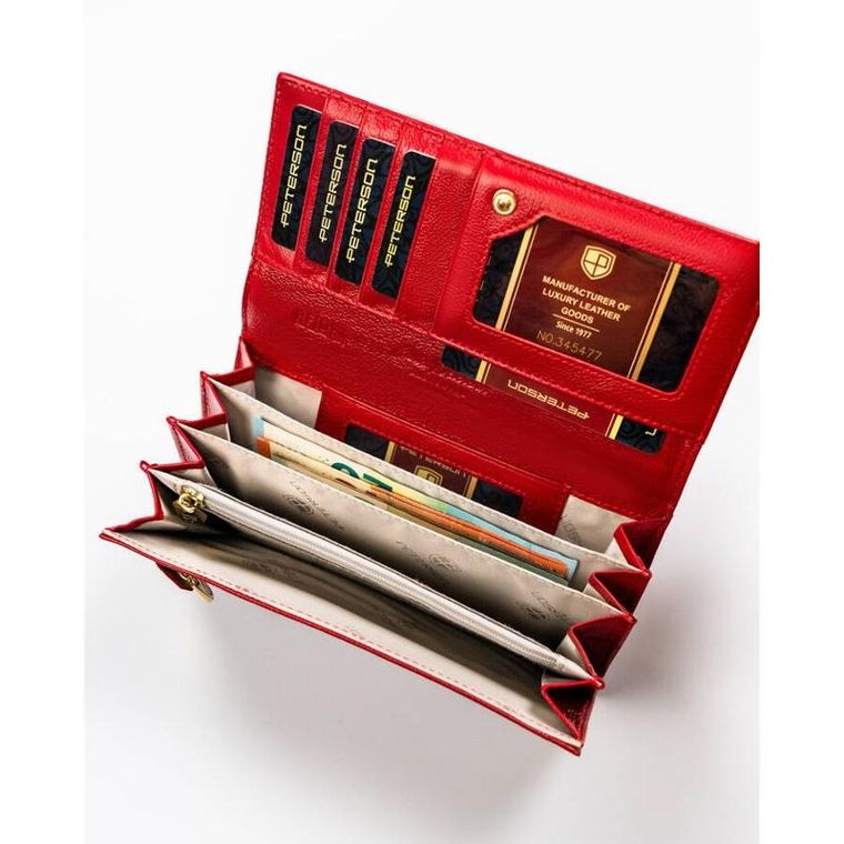 Portfel, czerwony, skórzany, Peterson