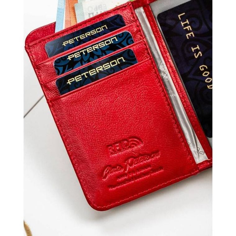 Portfel, czerwony, skórzany, Peterson