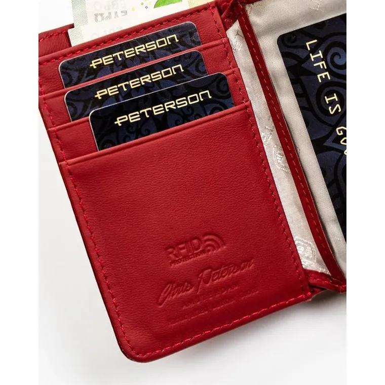 Portfel, czerwony, skórzany, Peterson