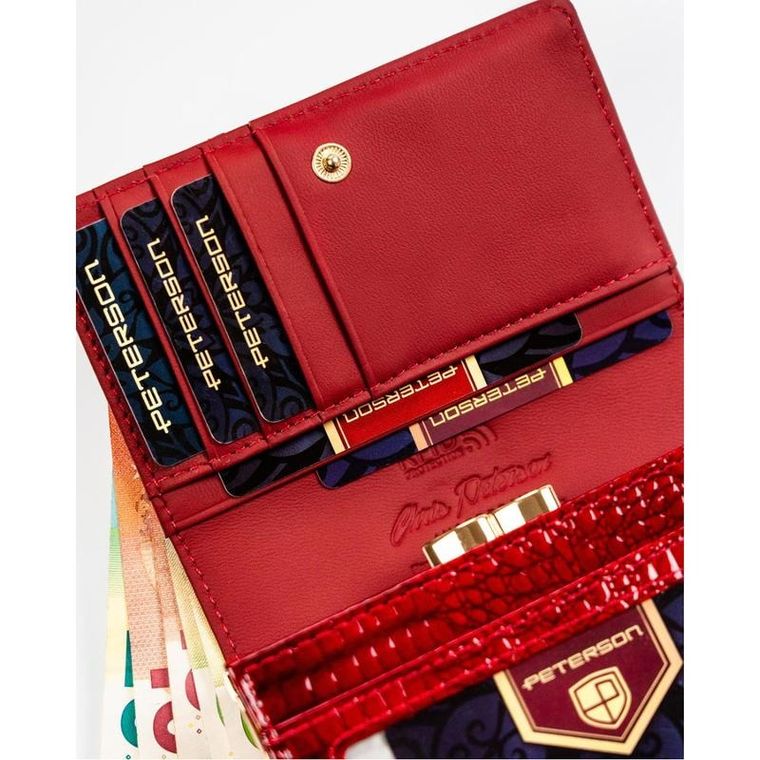 Portfel, czerwony, skórzany, Peterson