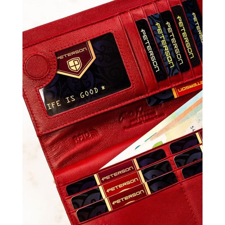 Portfel, czerwony, skórzany, Peterson