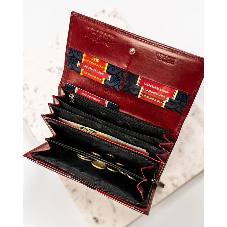 Portfel, czerwony, skórzany, Peterson