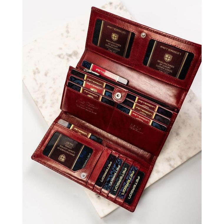 Portfel, czerwony, skórzany, Peterson