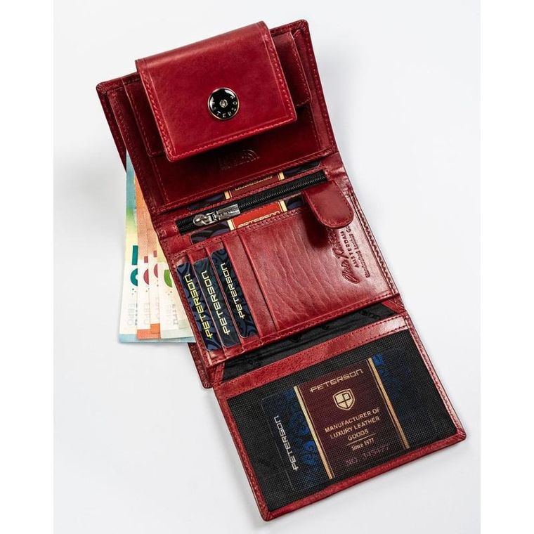 Portfel, czerwony, skórzany, Peterson