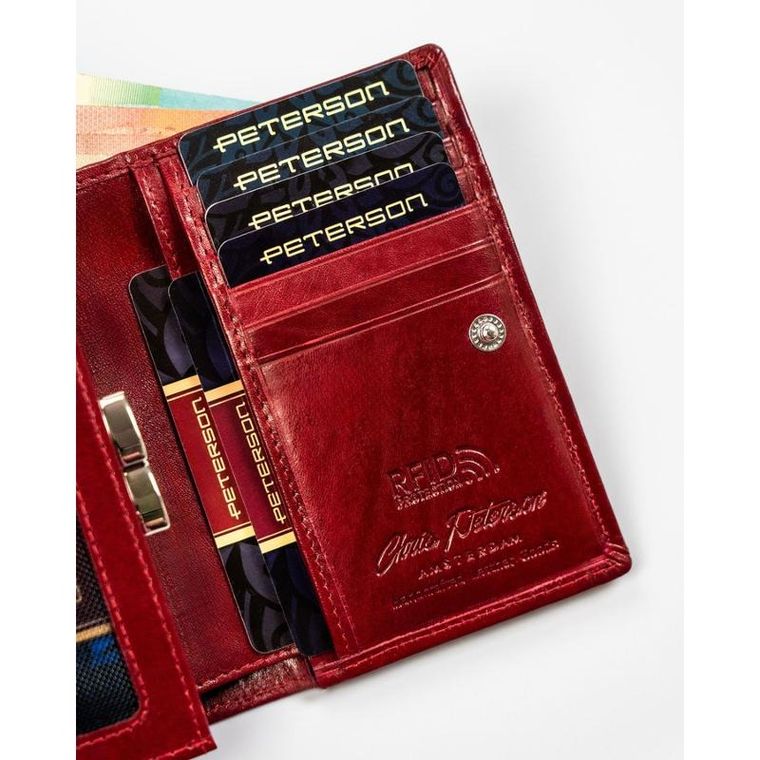 Portfel, czerwony, skórzany, Peterson