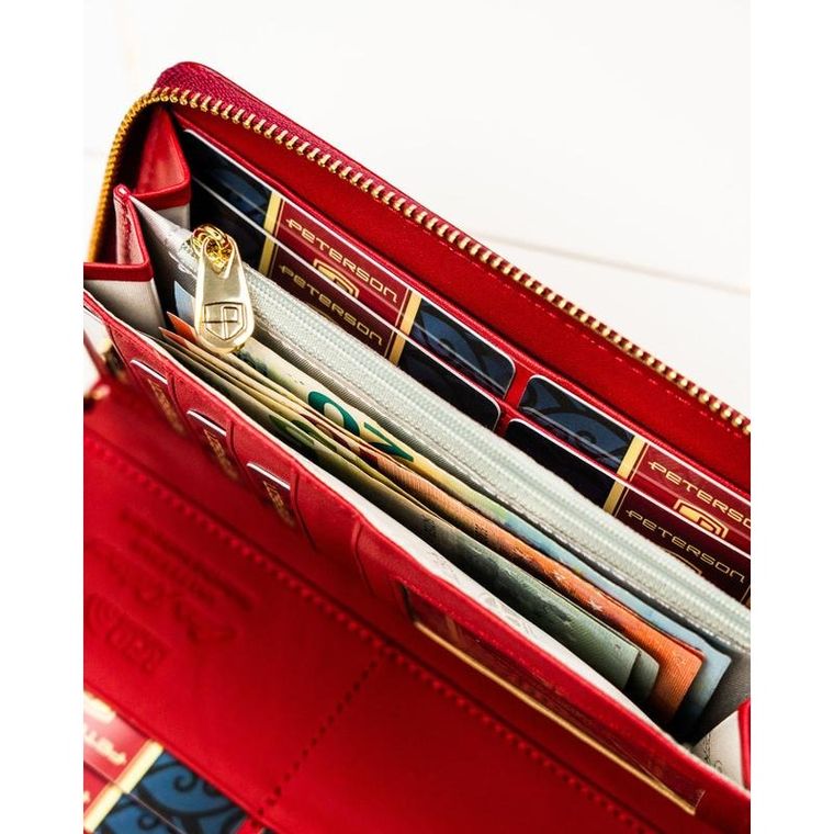Portfel, czerwony, skórzany, Peterson