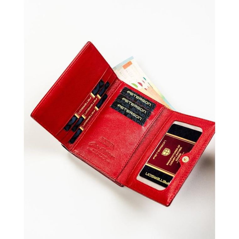 Portfel, czerwony, skórzany, Peterson