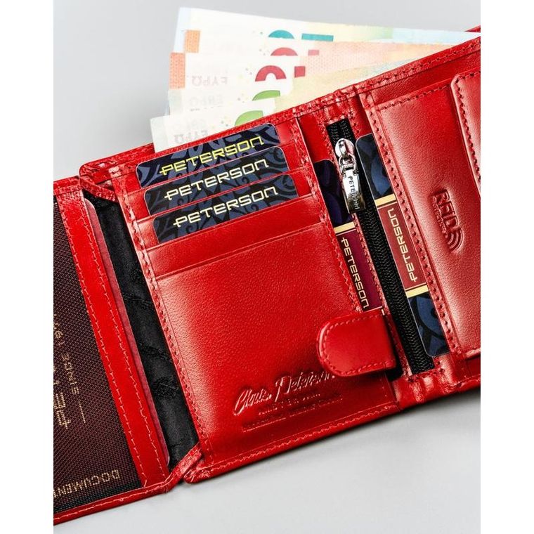 Portfel, czerwony, skórzany, Peterson