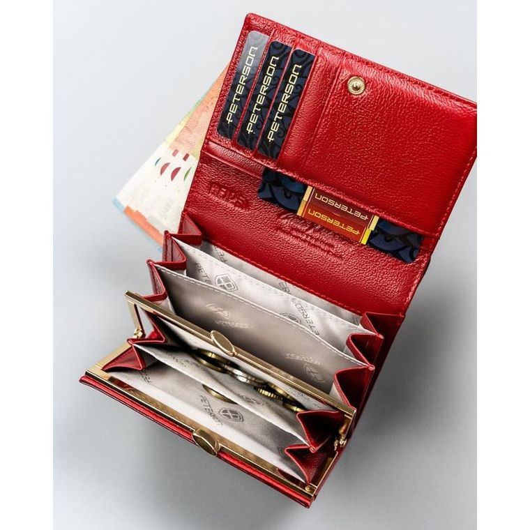 Portfel, czerwony, skórzany, Peterson