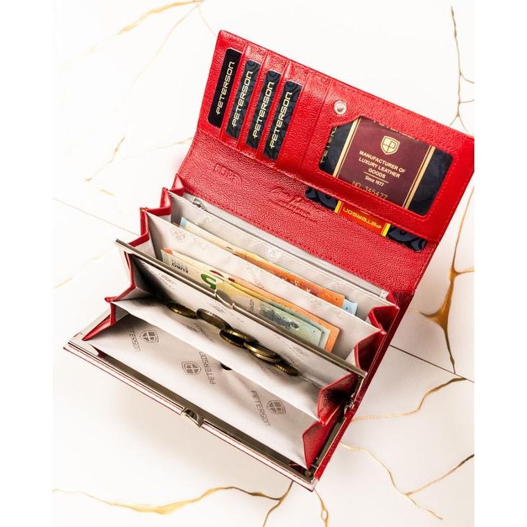 Portfel, czerwony, skórzany, Peterson