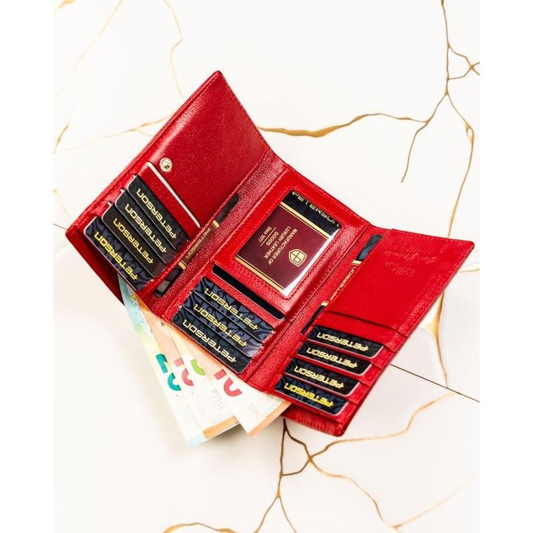 Portfel, czerwony, skórzany, Peterson