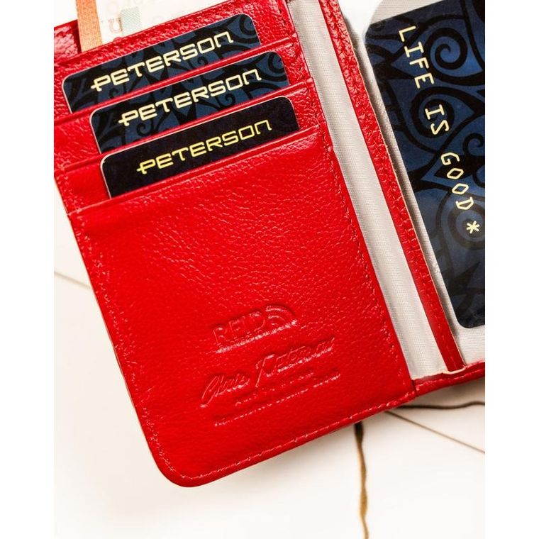 Portfel, czerwony, skórzany, Peterson