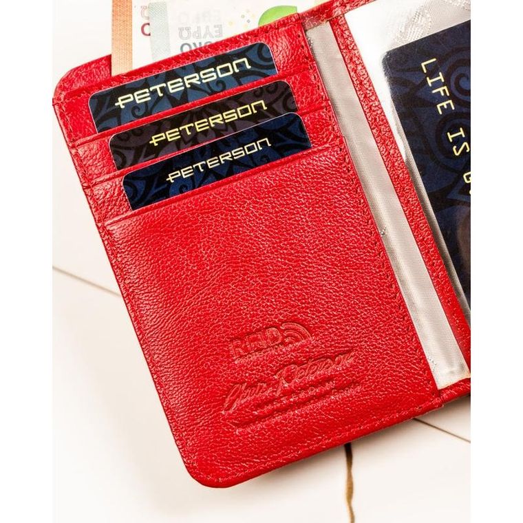 Portfel, czerwony, skórzany, Peterson