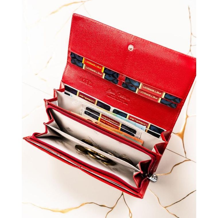 Portfel, czerwony, skórzany, Peterson