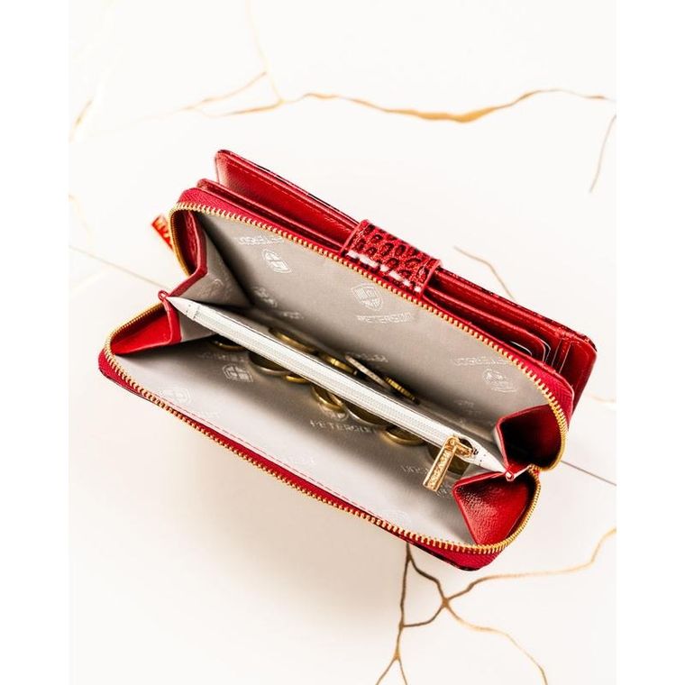 Portfel, czerwony, skórzany, Peterson