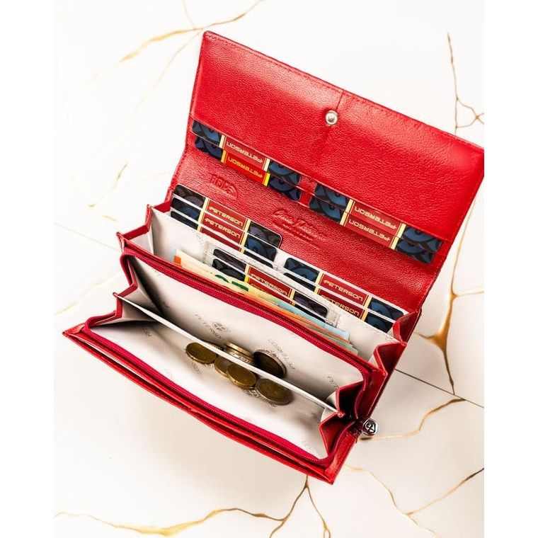 Portfel, czerwony, skórzany, Peterson