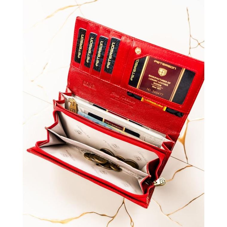Portfel, czerwony, skórzany, Peterson