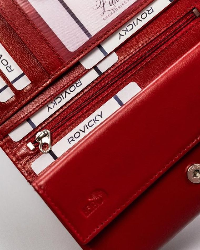 Portfel, czerwony, skórzany, RFID, Cavaldi