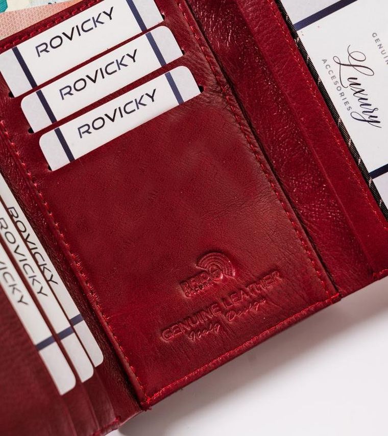 Portfel, czerwony, skórzany, RFID, Lorenti