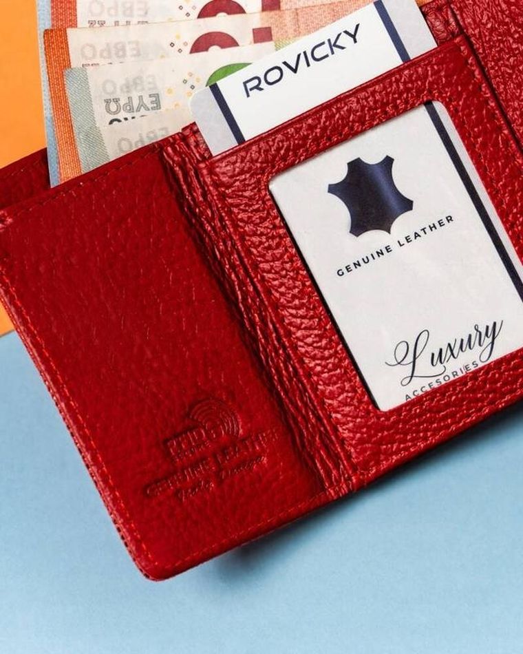 Portfel, czerwony, skórzany, RFID, Lorenti