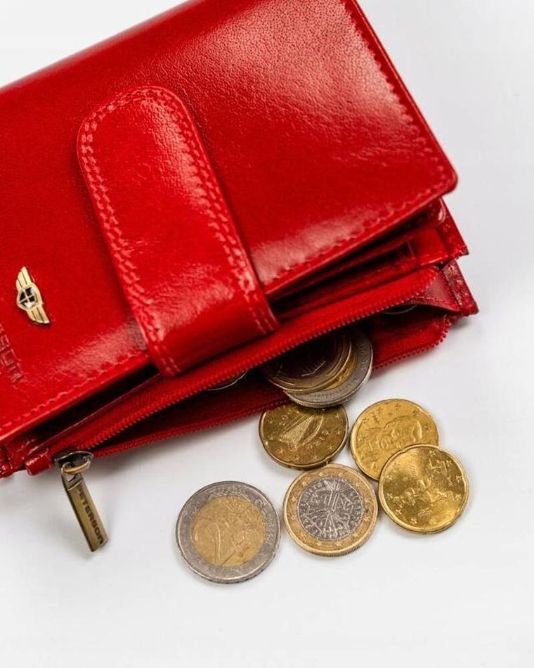 Portfel, czerwony, skórzany, RFID, Peterson