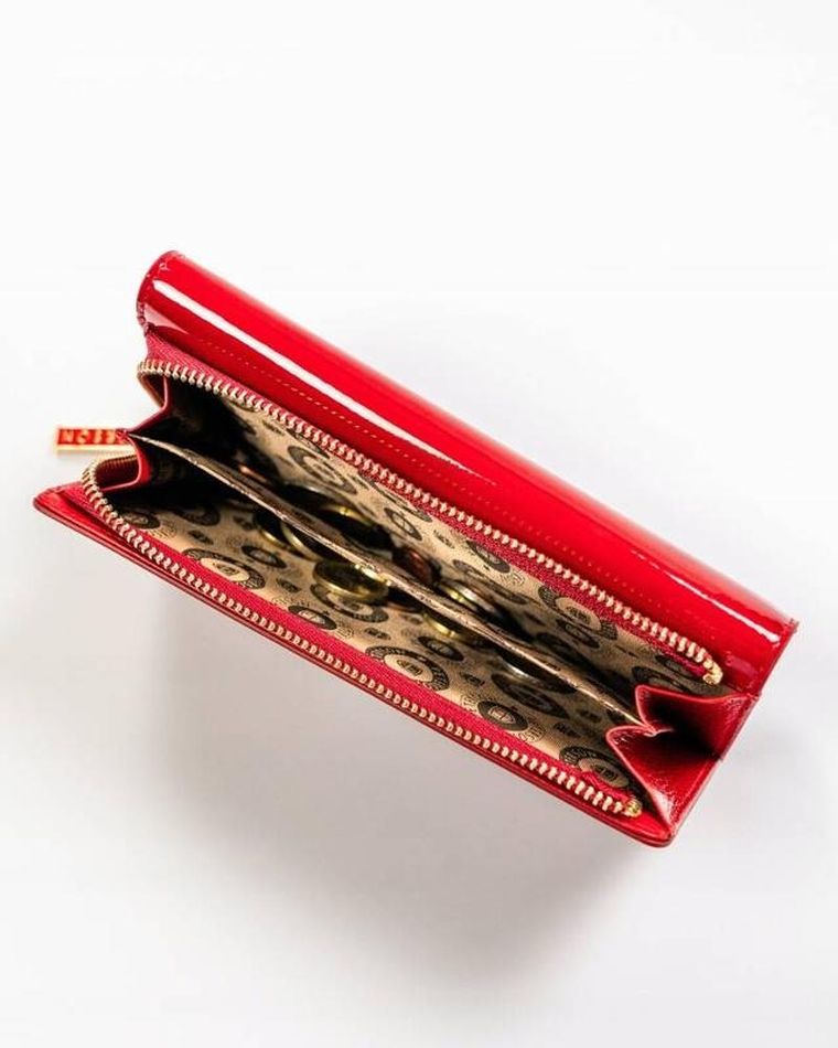 Portfel, czerwony, skórzany, RFID, Peterson