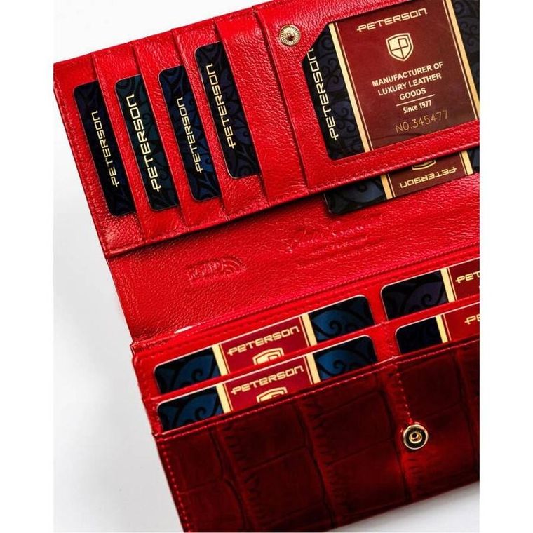 Portfel, czerwony, skórzany, RFID, Peterson