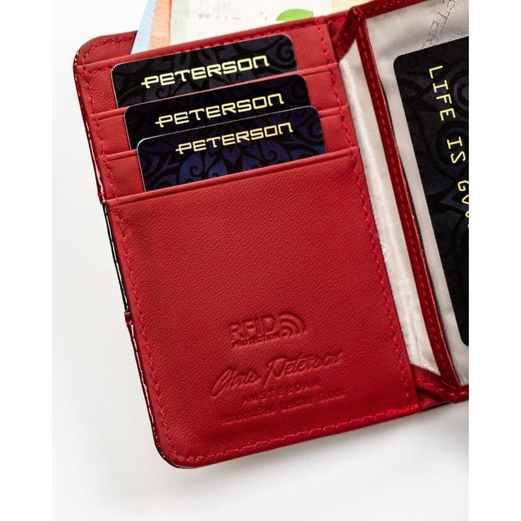 Portfel, czerwony, skórzany, RFID, Peterson