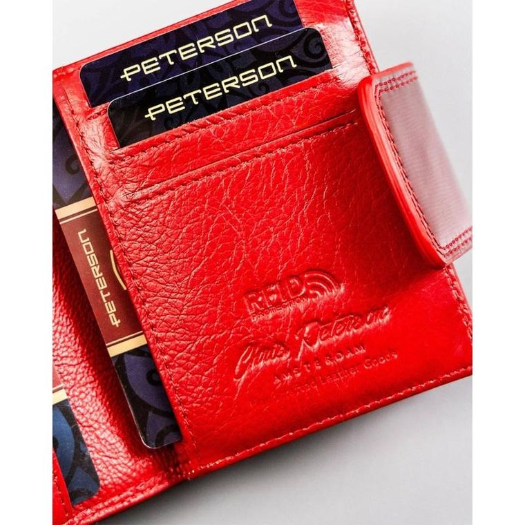 Portfel, czerwony, skórzany, RFID, Peterson