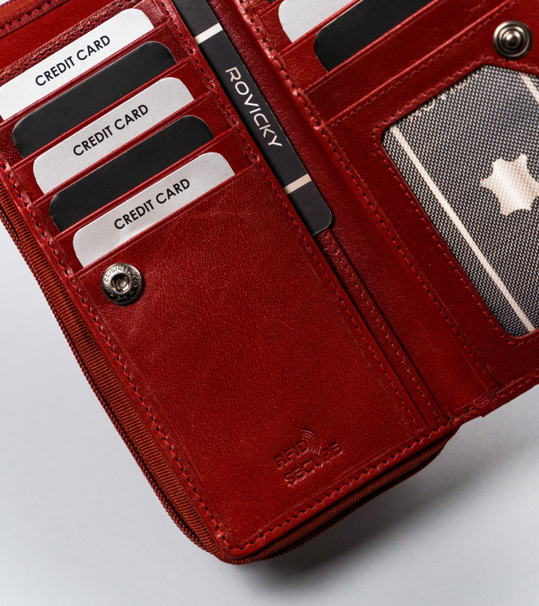Portfel, czerwony, skórzany, Rovicky