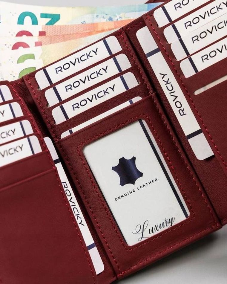 Portfel, czerwony, skórzany, Rovicky