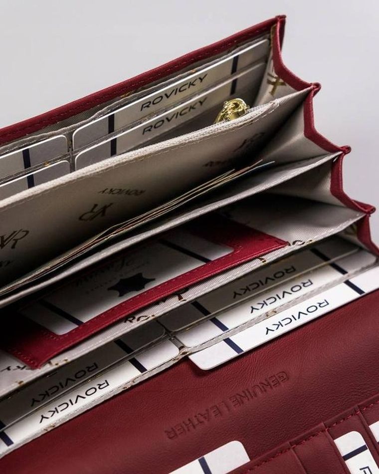 Portfel, czerwony, skórzany, Rovicky