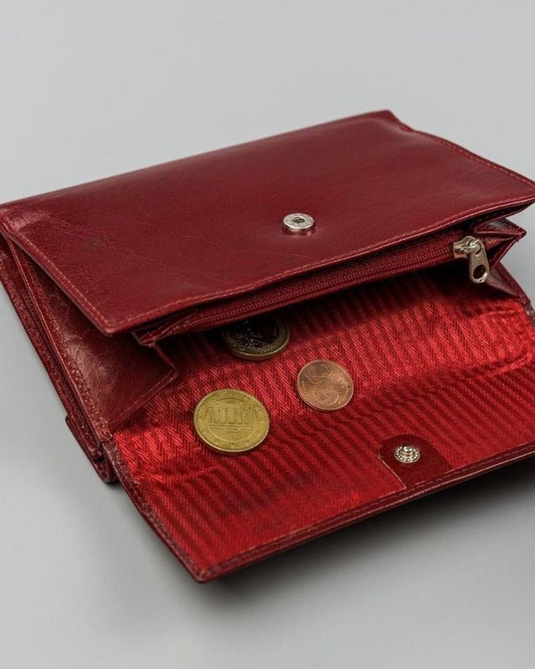 Portfel, czerwony, skórzany, Rovicky