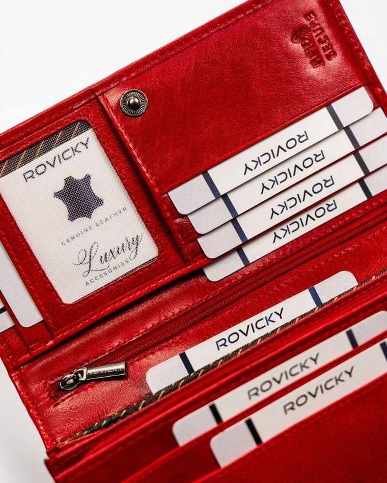 Portfel, czerwony, skórzany, Rovicky