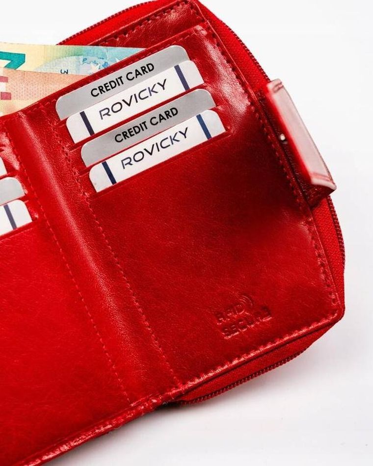 Portfel, czerwony, skórzany, Rovicky
