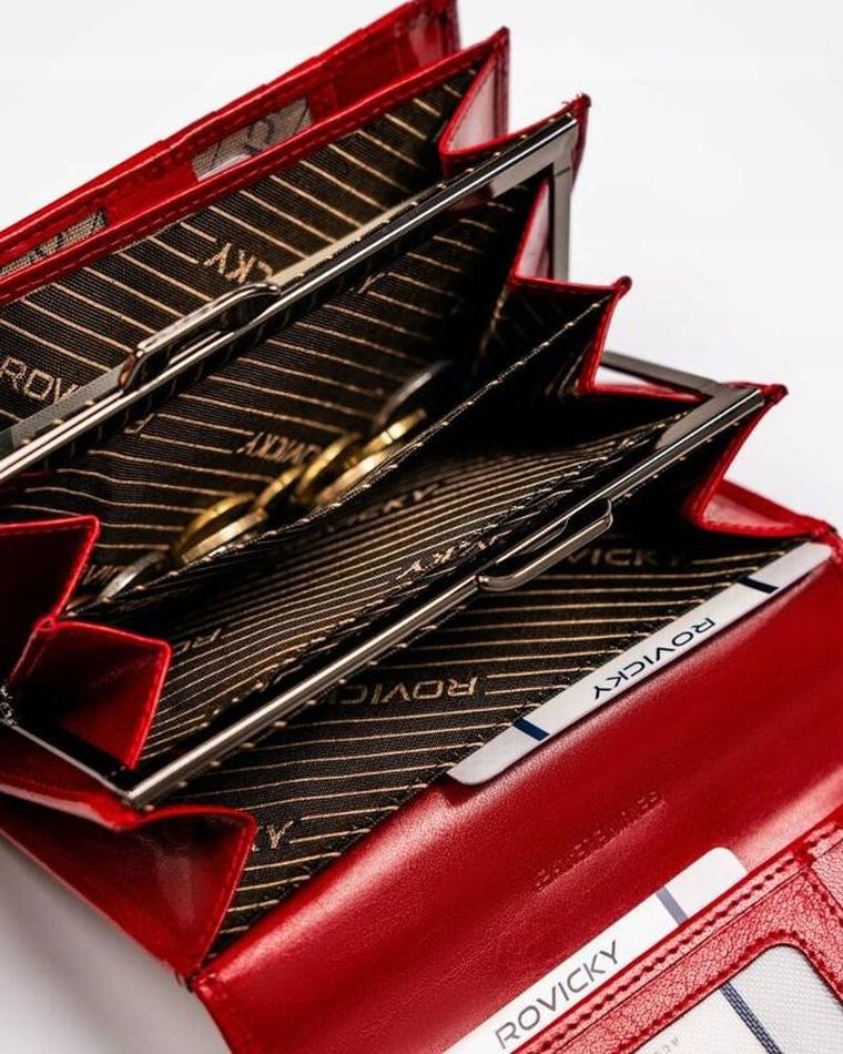 Portfel, czerwony, skórzany, Rovicky