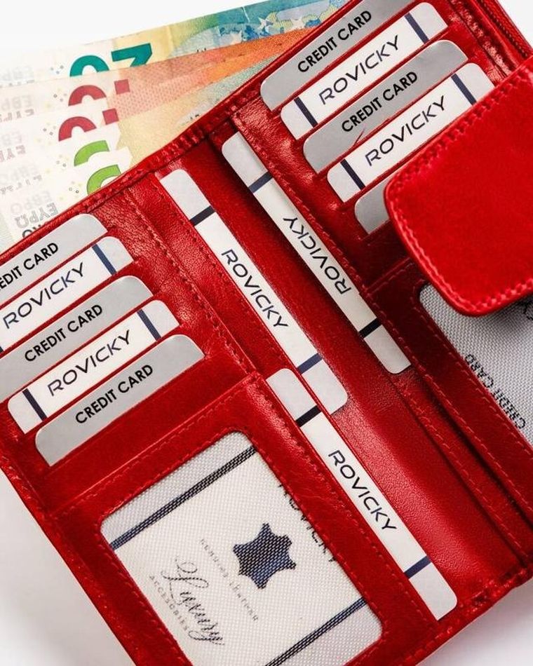 Portfel, czerwony, skórzany, Rovicky