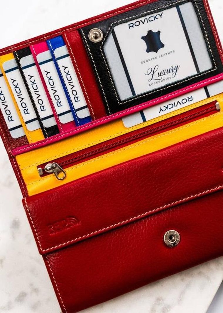 Portfel, czerwony, skórzany, Rovicky