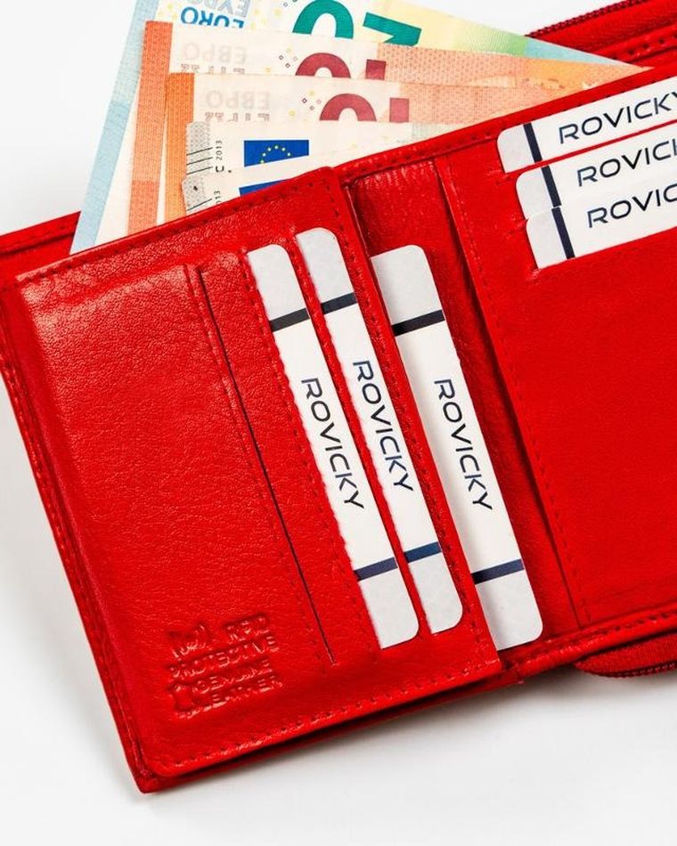Portfel, czerwony, skórzany, Rovicky