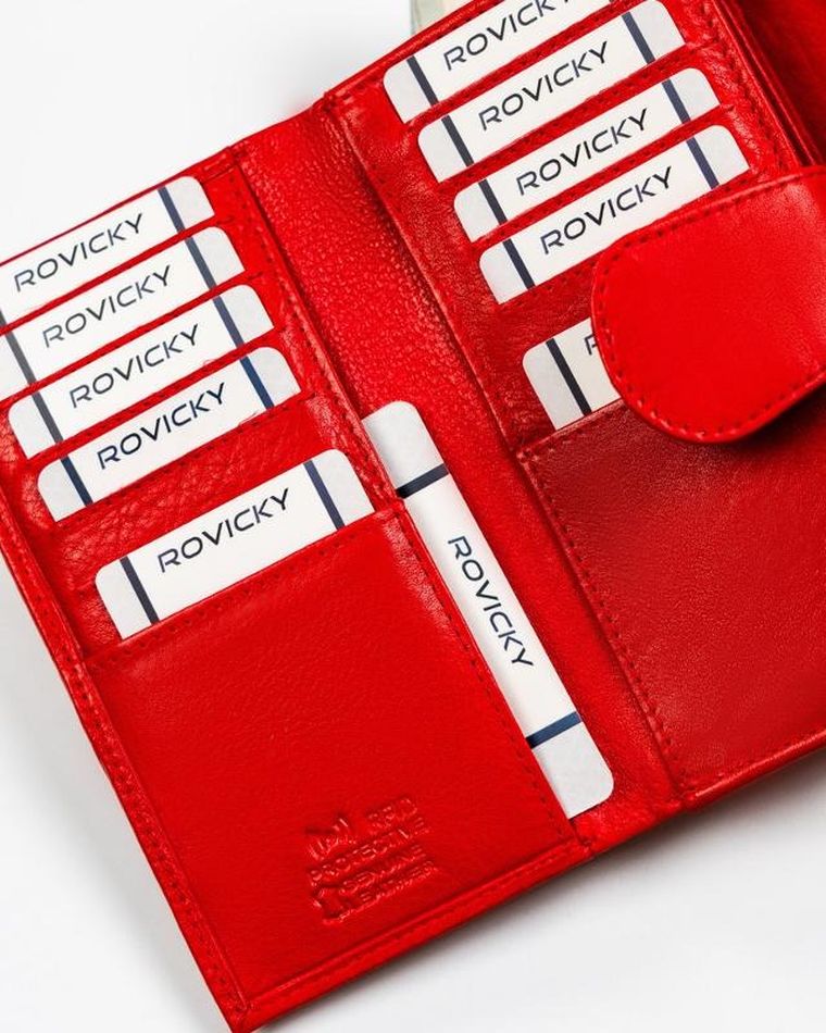 Portfel, czerwony, skórzany, Rovicky