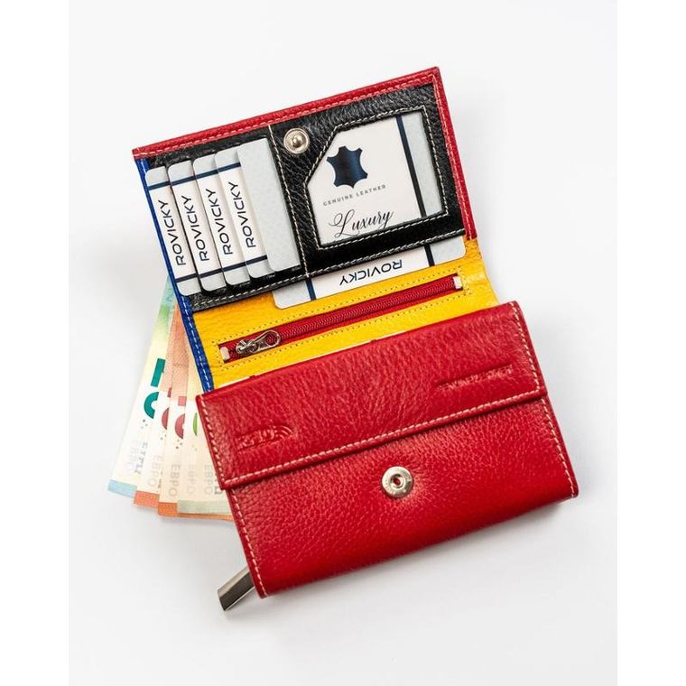 Portfel, czerwony, skórzany, Rovicky