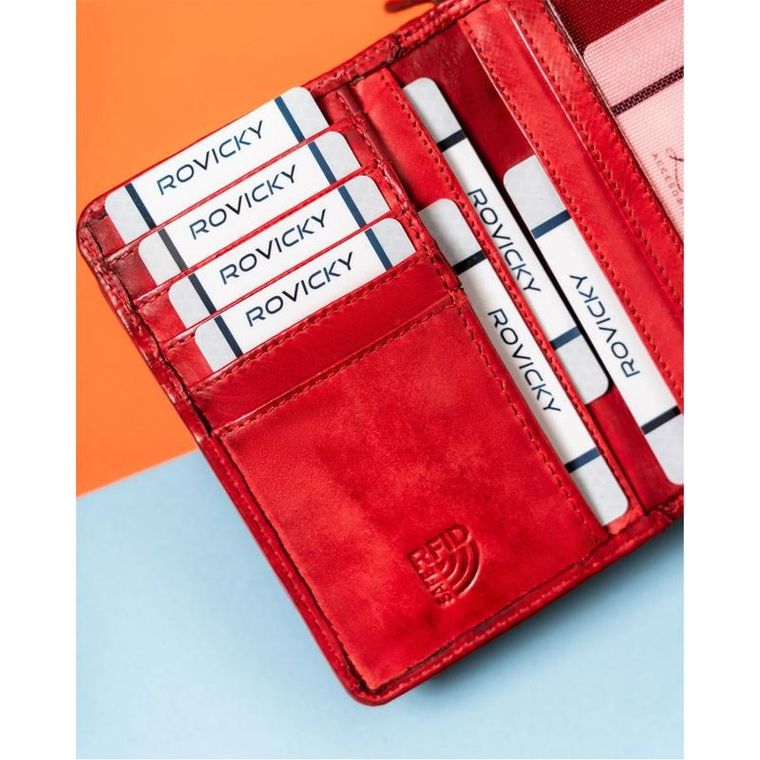 Portfel, czerwony, skórzany, Rovicky