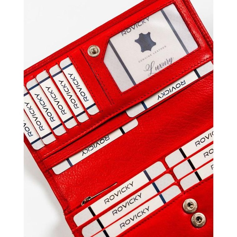 Portfel, czerwony, skórzany, Rovicky