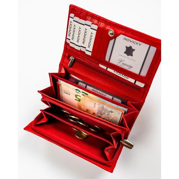Portfel, czerwony, skórzany, Rovicky