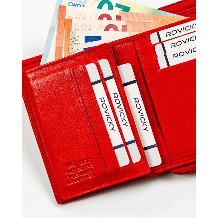 Portfel, czerwony, skórzany, Rovicky