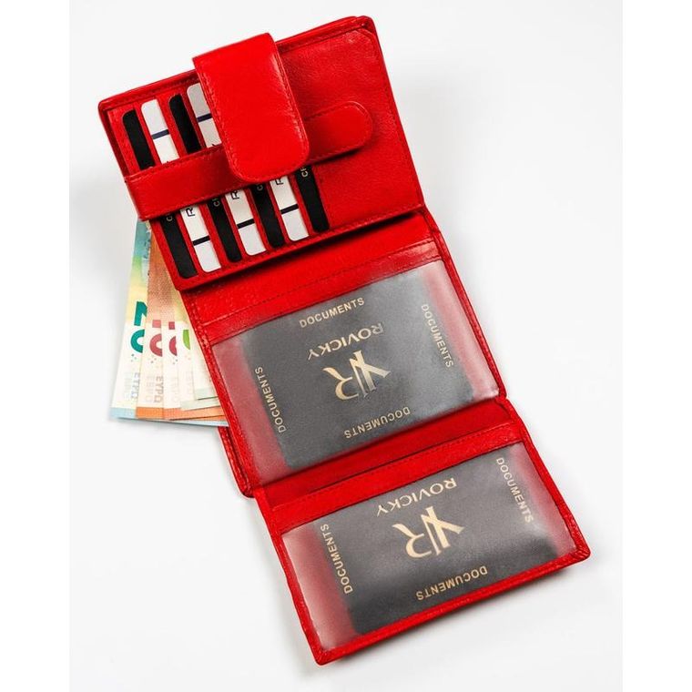 Portfel, czerwony, skórzany, Rovicky