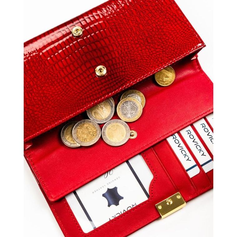 Portfel, czerwony, skórzany, Rovicky