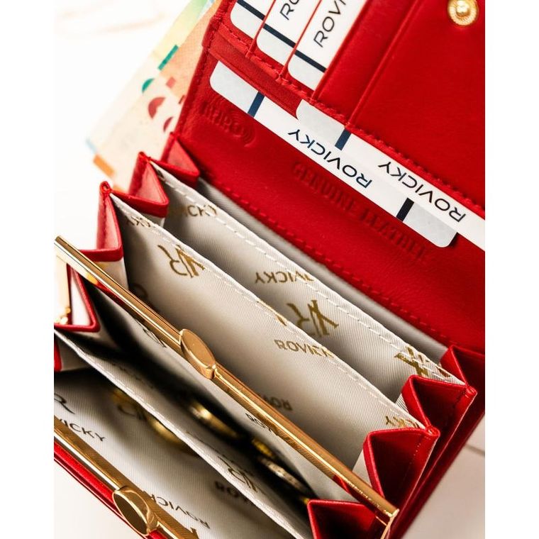 Portfel, czerwony, skórzany, Rovicky