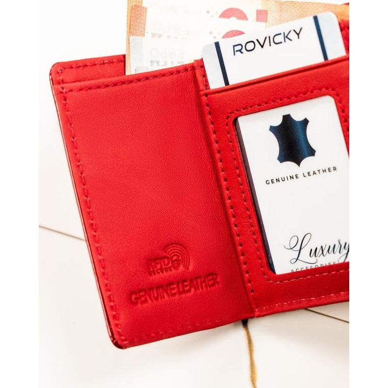 Portfel, czerwony, skórzany, Rovicky