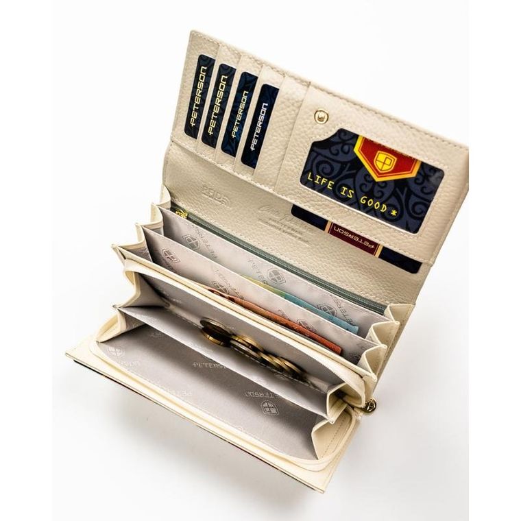 Portfel, ecru, RFID, Peterson